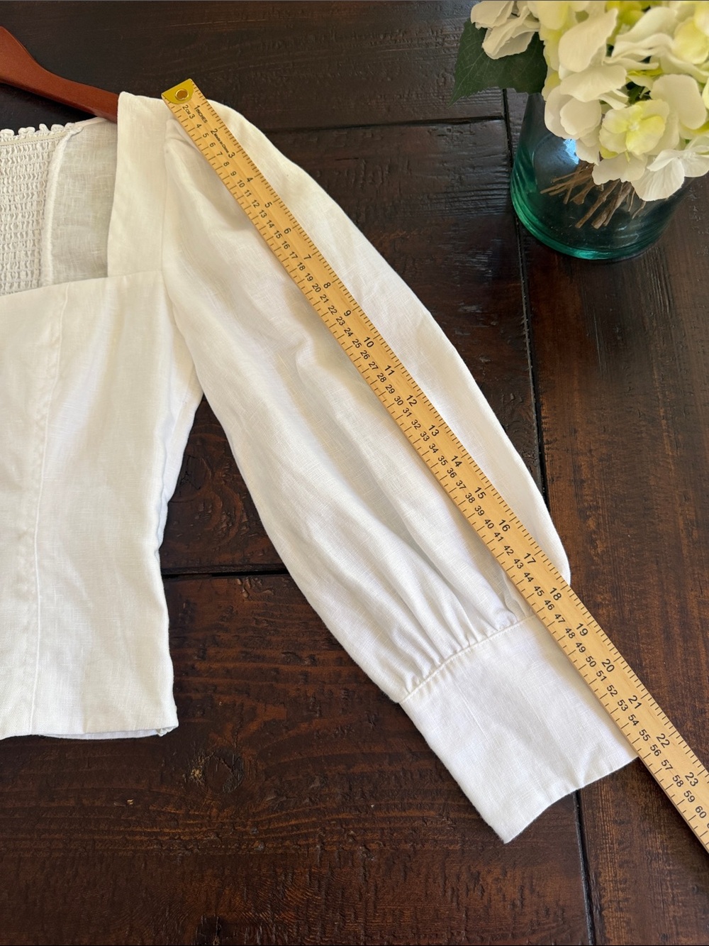 REFORMATION WHITE LINEN STILTON TOP SIZE 6 SQUARE NECK SMOCKED PUFF SLEEVE - Picture 9 of 16